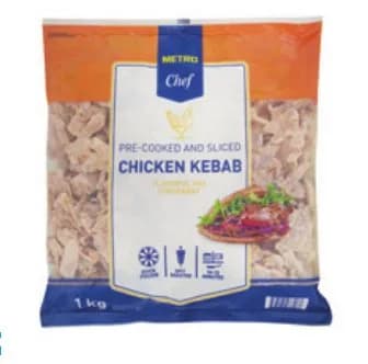 Sliced chicken kebab