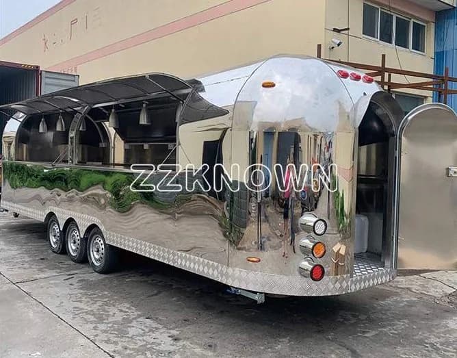 KN-QF-8 stainless steel Airstream food trailer